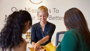 People making a transaction