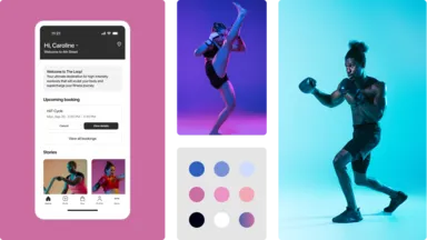 A collage showing a branded web app design