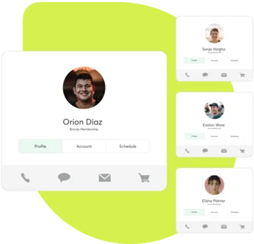 A collage showing customer profiles on Mindbody