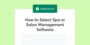 Checklist graphic with title How to Select Spa or Salon Management Software