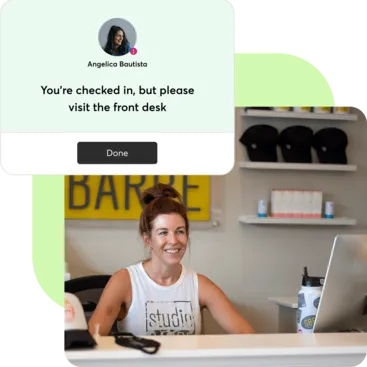 A collage showing the Mindbody Check-in App