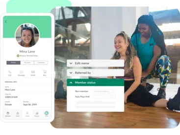 A collage showing Mindbody client tools