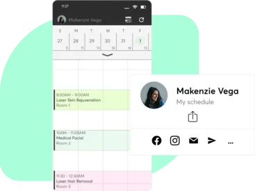 A collage showing the Mindbody Business app for day spas