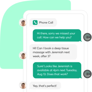 A collage showing Messenger[ai] for day spa businesses