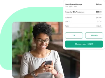 A collage showing payment processing software for day spas