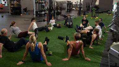 A class warming up at Gymnazo