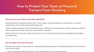 Portion of the How to Protect Your Team of Personal Trainers From Ghosting Checklist