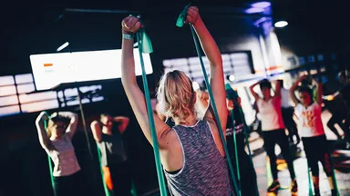Woman leading a workout class