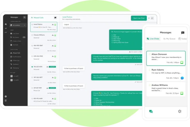 A collage showing Mindbody Messenger[ai]