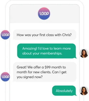 A collage showing Mindbody Messenger[ai]