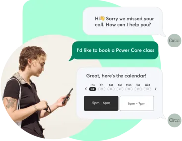 A collage showing Mindbody AI assistant