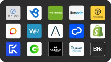 A collage of logos of some of the companies offering Mindbody integrations