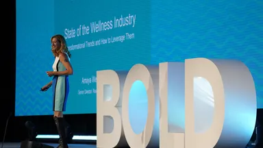 Amaya Weddle presenting the state of the wellness industry at BOLD 2019