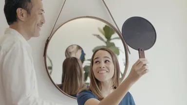 A woman after a hair appointment at Takamichi salon