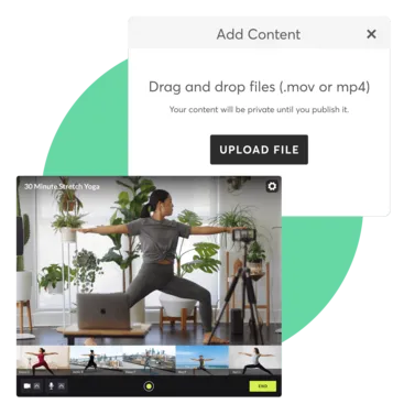 A collage showing Mindbody livestreaming & VOD